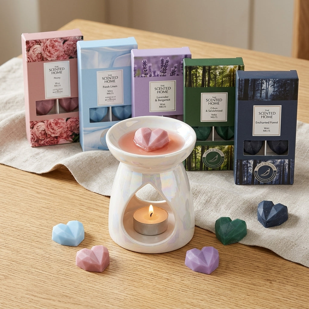 Cosy Home Pearlised Burner & 40 Wax Melt Bundle 5 Assorted Scents
