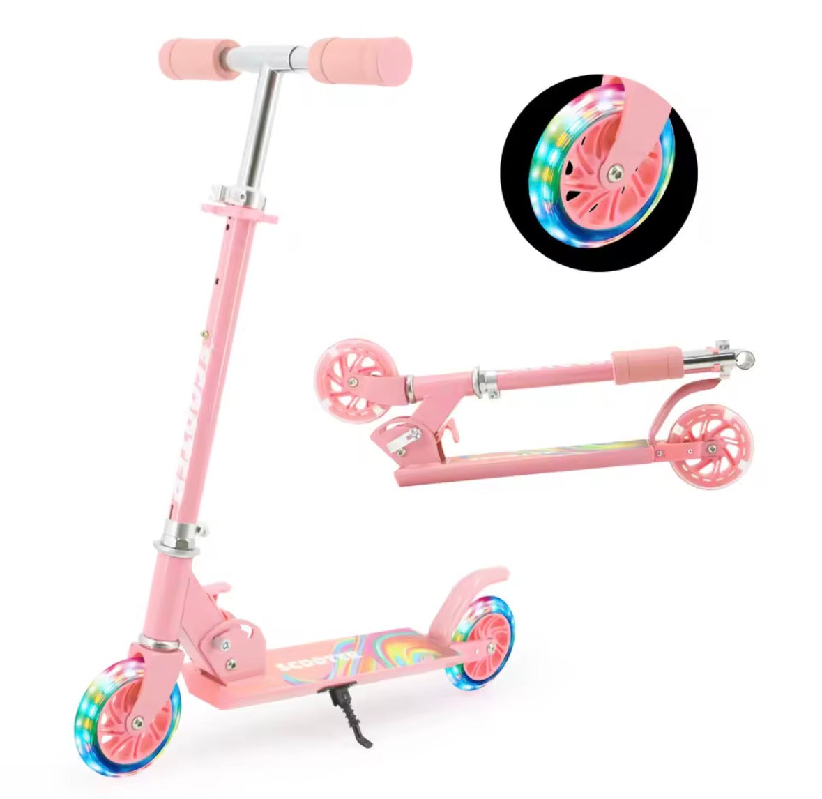 2-Wheel, Lightweight Scooter with LED Light Up Wheels, 3 Levels Adjustable