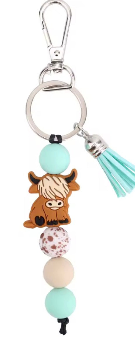 1 PC Highland Cow Silicone Keychain