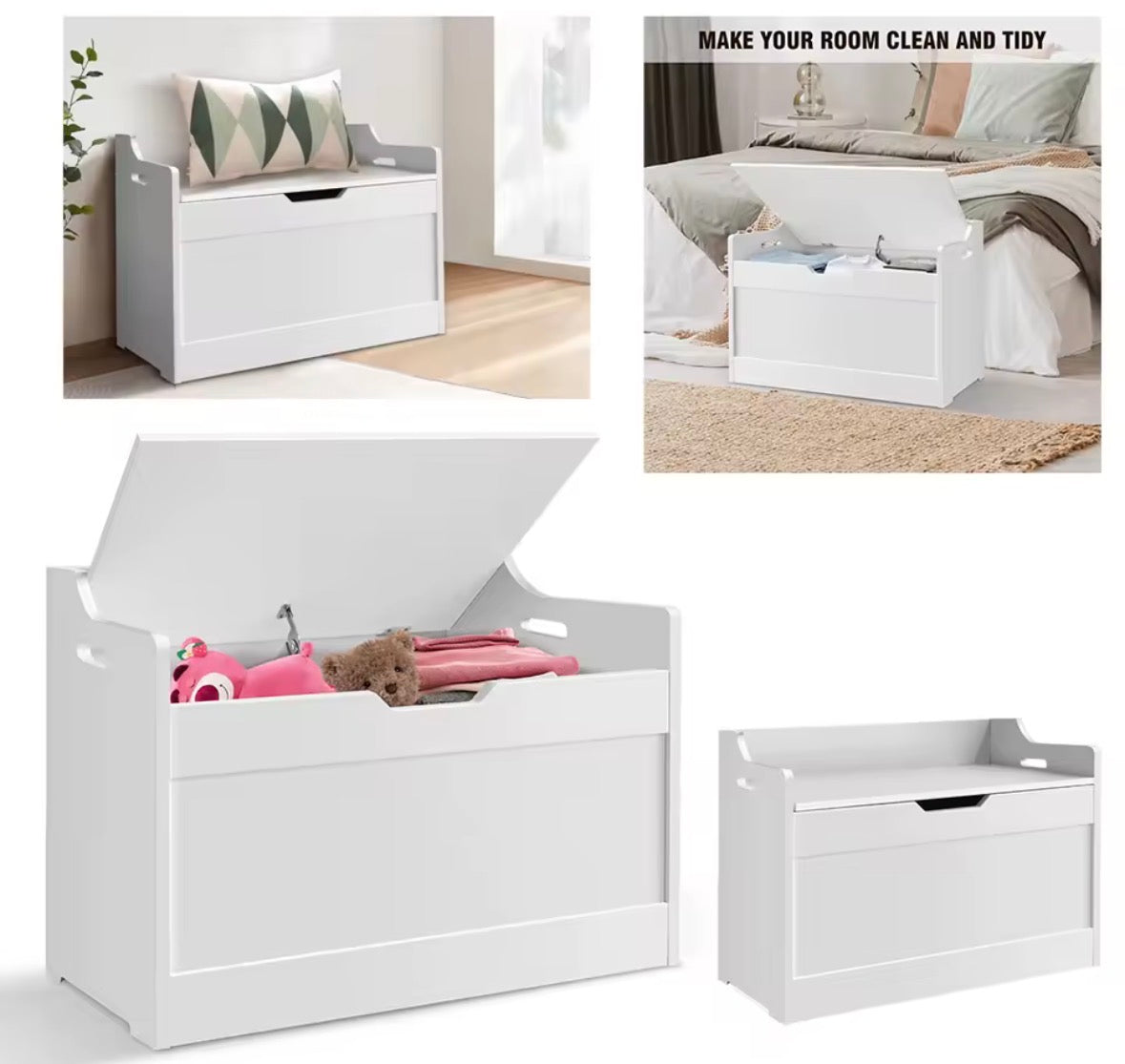 Wooden Storage Box with Lid Bench