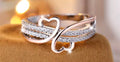 Two Tone Rose Gold Silver Color Double Heart Ring