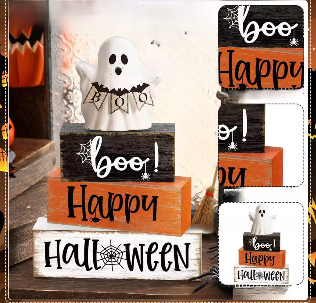 Wooden Halloween Ghost Decorative