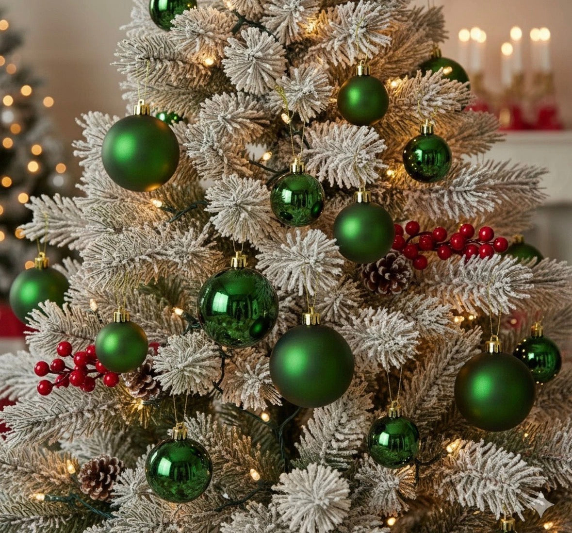 30 Pine Green Christmas Tree Baubles