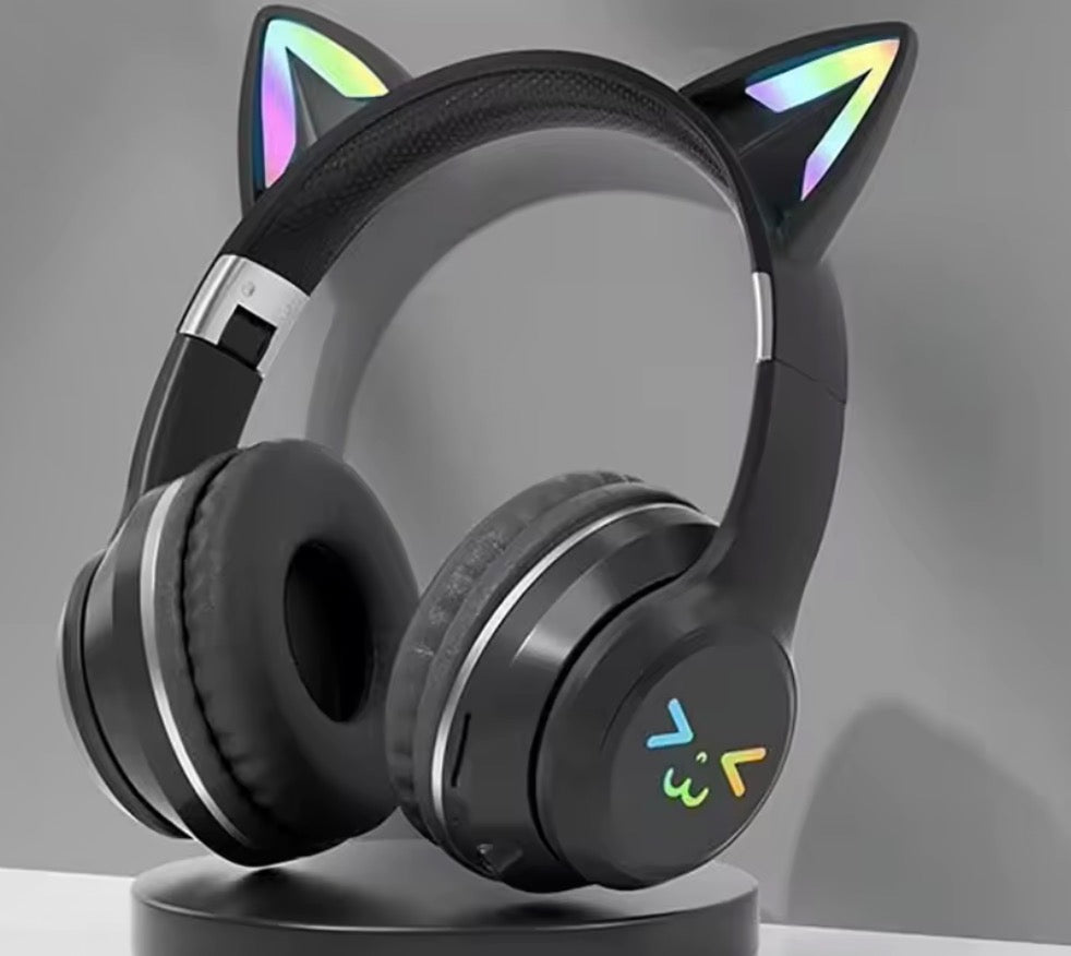 LED Flash Light Bluetooth Headphones Cute Cat Ears