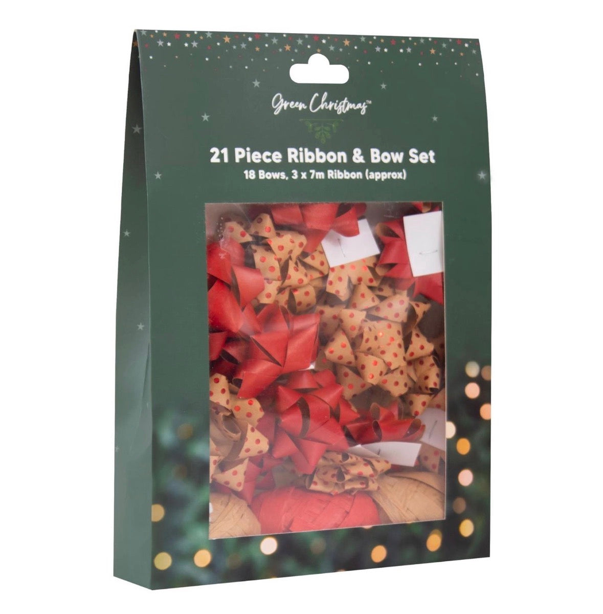 Christmas Ribbon & Bow Set 21 Piece Kraft Present Wrapping