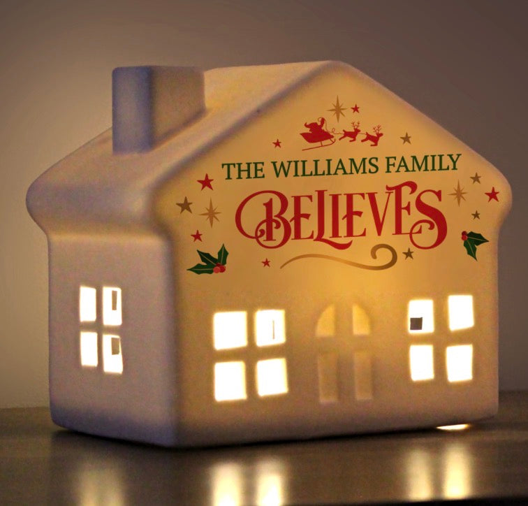 Personalised Believe in Christmas LED House