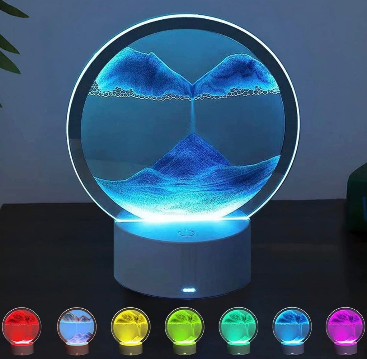 360° Rotating Night Light Sand Art Pictures Quicksand Lamp RGB Color Changing