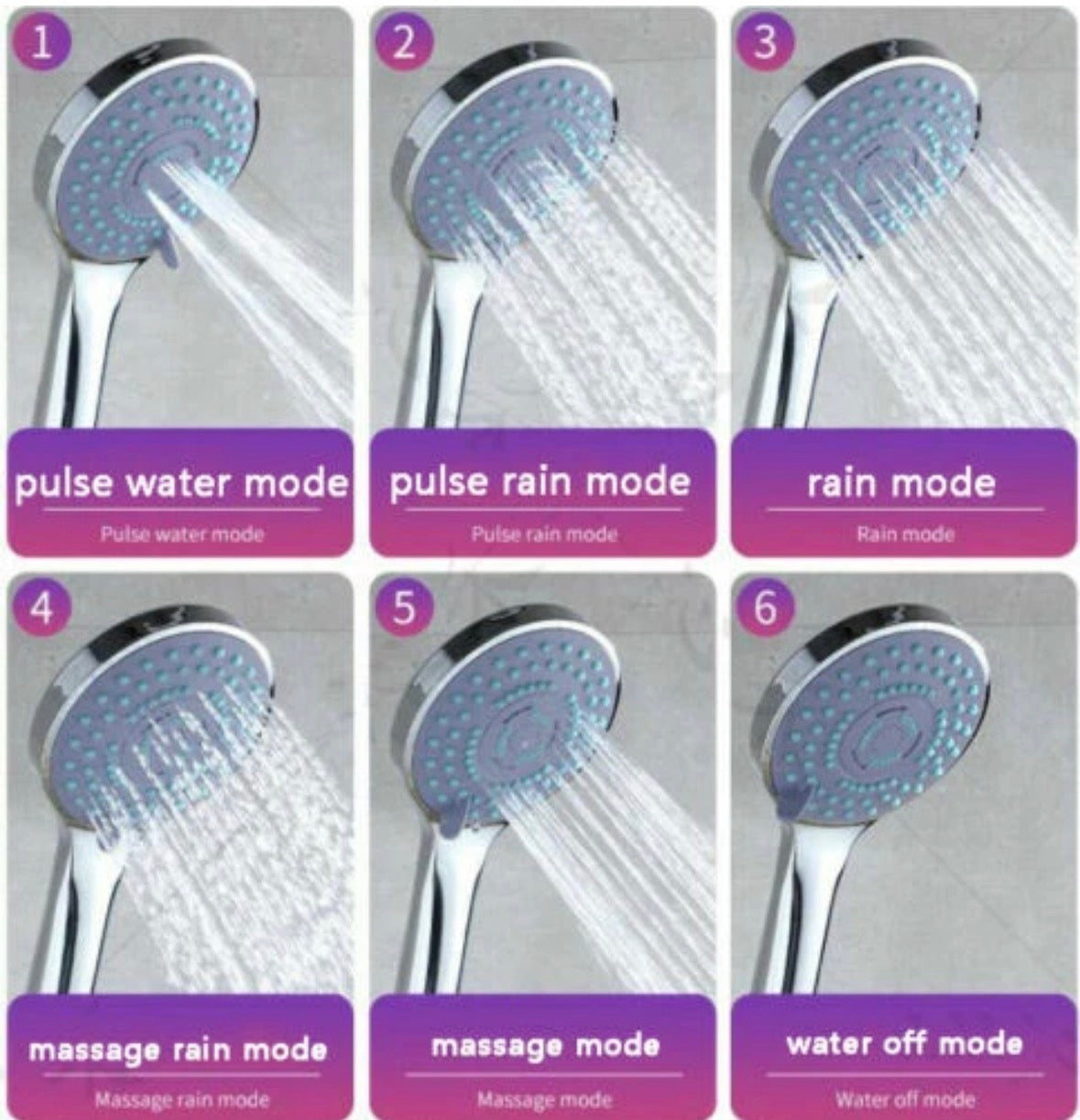 Shower Head High Pressure Universal Water Saving Chrome Large Bath 5 Mode New