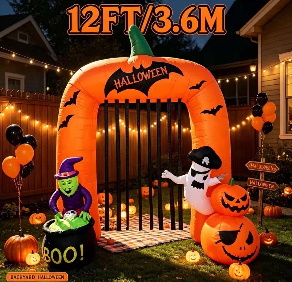 12FT Halloween Archway with LED Light Blow Up