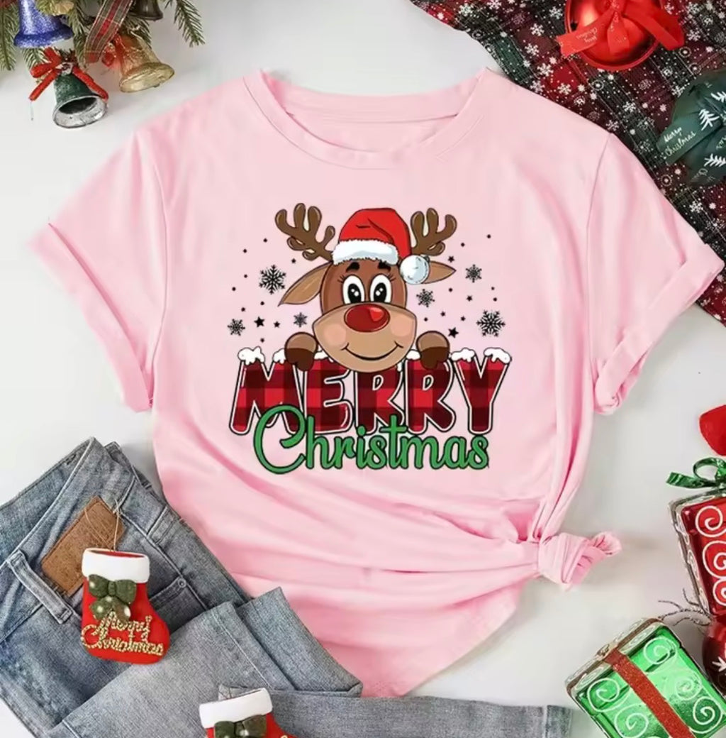 Cute Reindeer Print T-Shirt