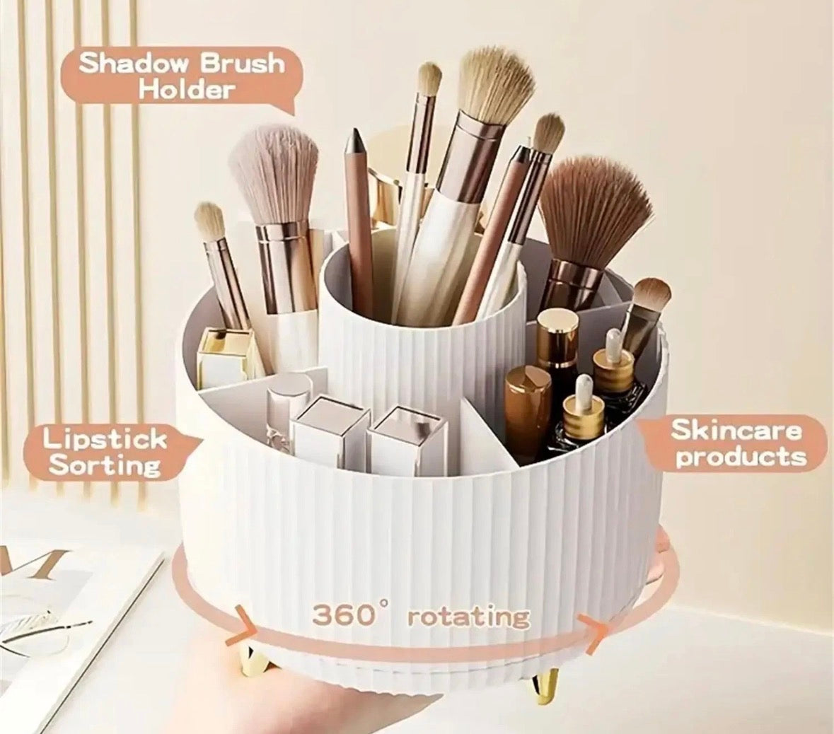 360° Rotating Makeup Organiser Brush Holder