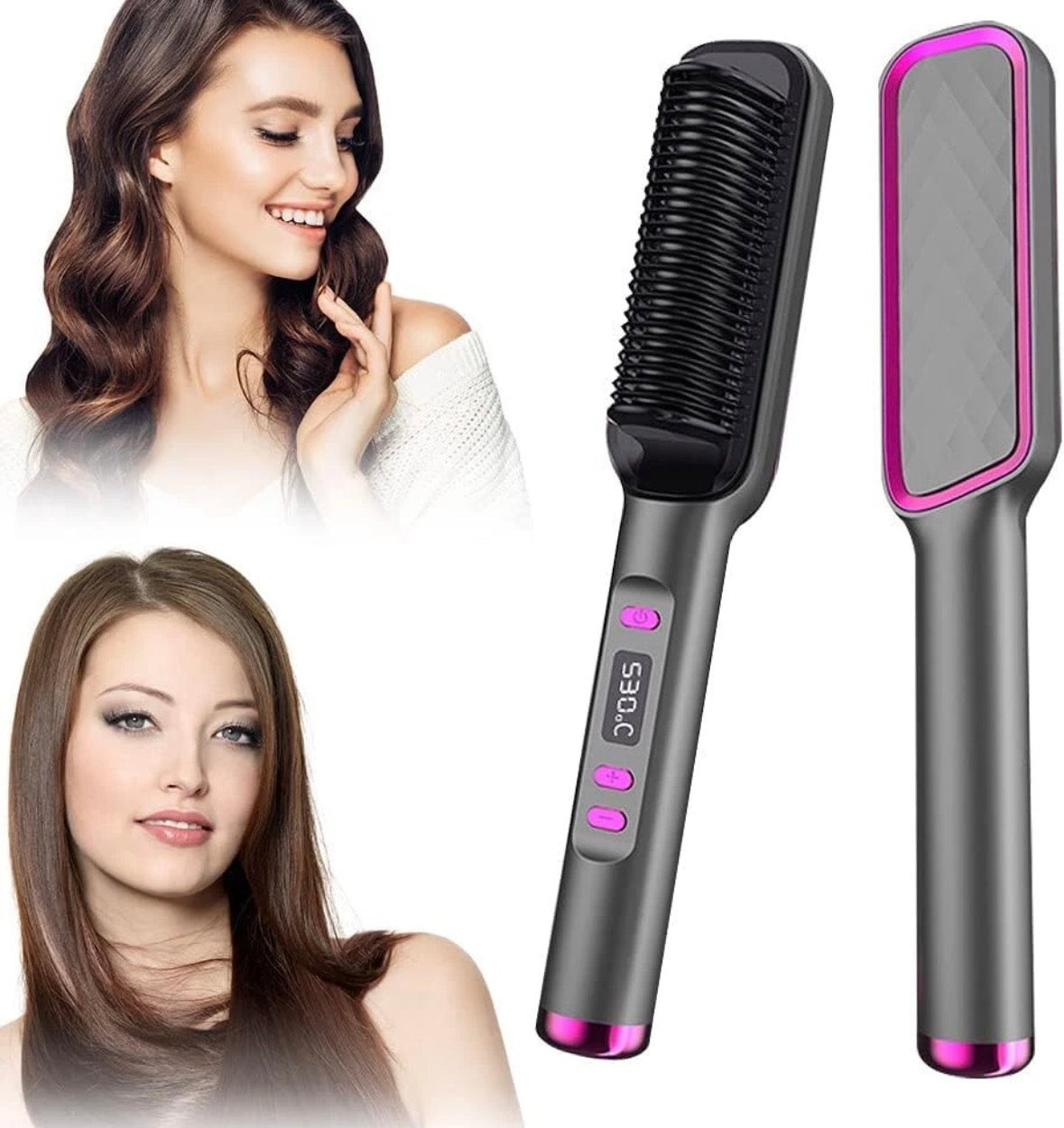 2In1 Negative-ion Hair Straightener Brush