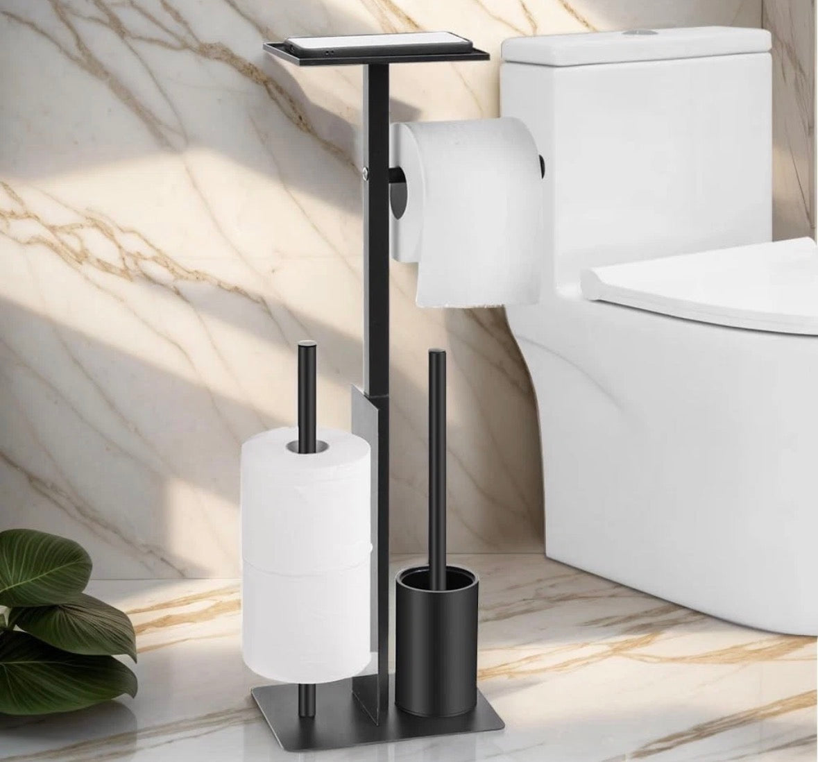 Toilet Roll Holder Freestanding with Storage & Shelf Toilet Paper