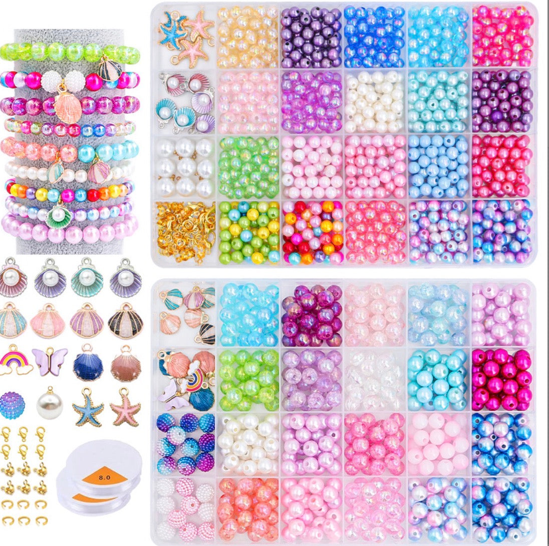2 Box About 1190pcs Ocean Beads Bracelet Making Kit for Beginner Age 6-12