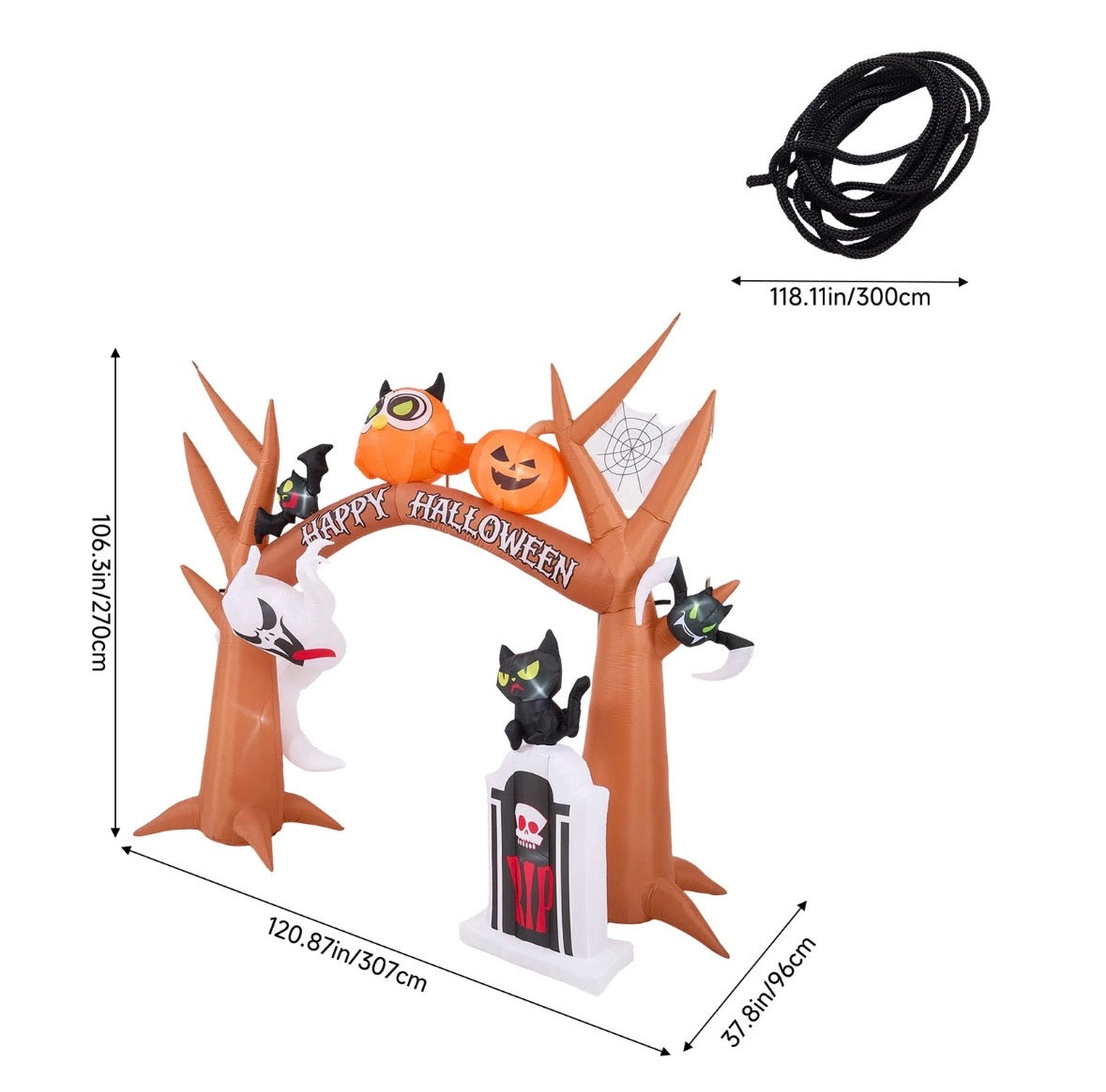 Happy Halloween Inflatable Archway LED Dead Tree