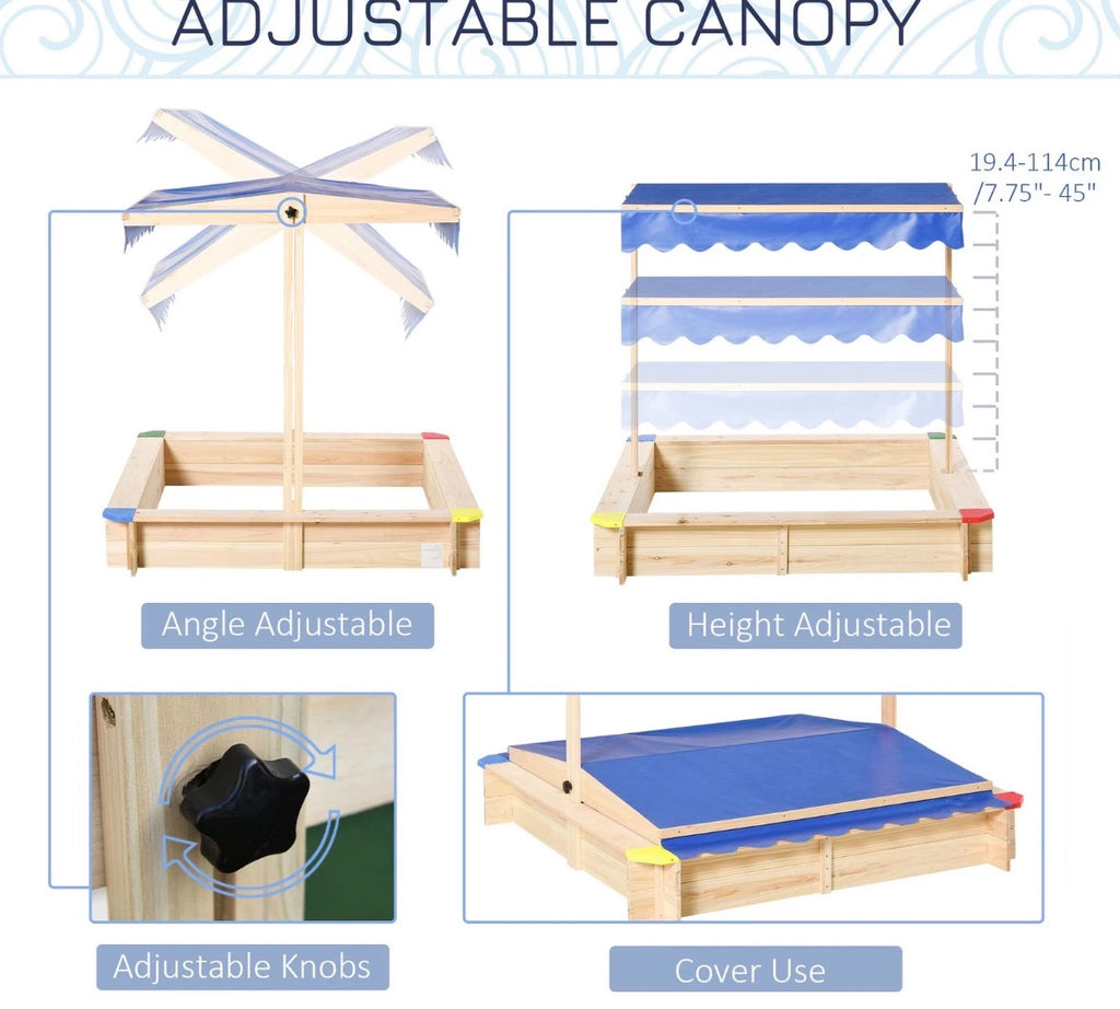 Square Wooden Sandpit Sandbox