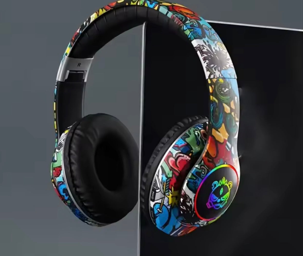 Graffiti Bluetooth Headphones Wireless LED Light