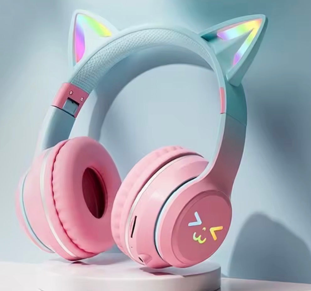 LED Flash Light Bluetooth Headphones Cute Cat Ears