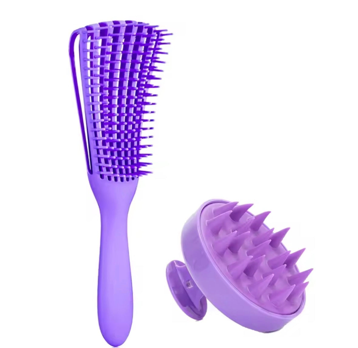 2Pcs/Set Detangling Hair Brush & Silicone Scalp Massager Brush
