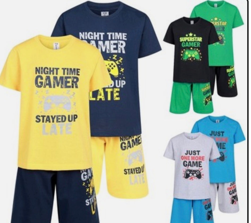 Boys 2 Pack Short Pyjamas Gaming PJ Sets