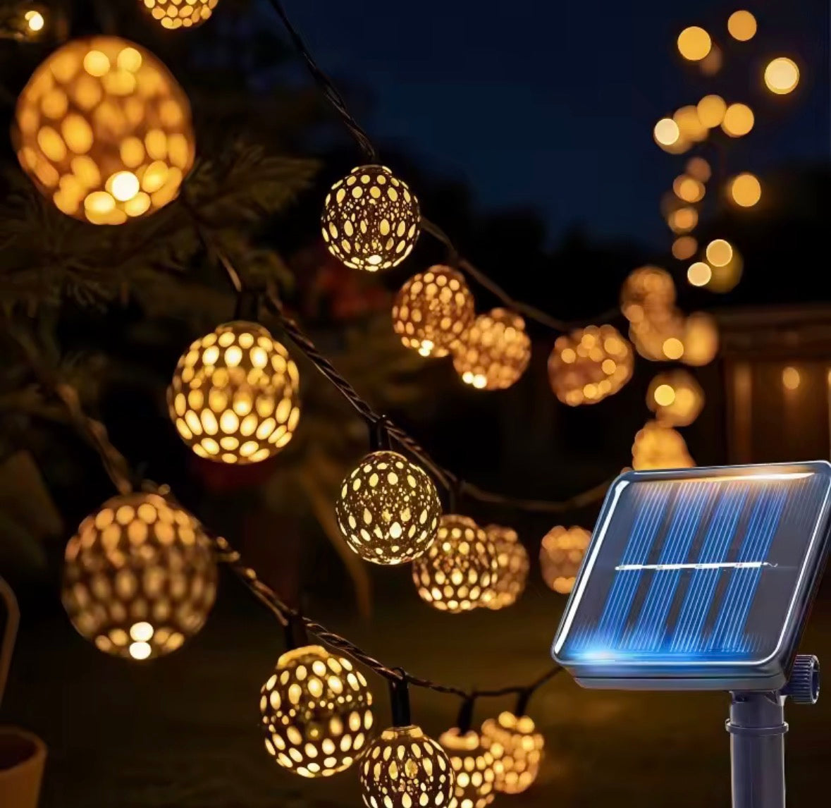20 LED Moroccan Ball Solar String Lights