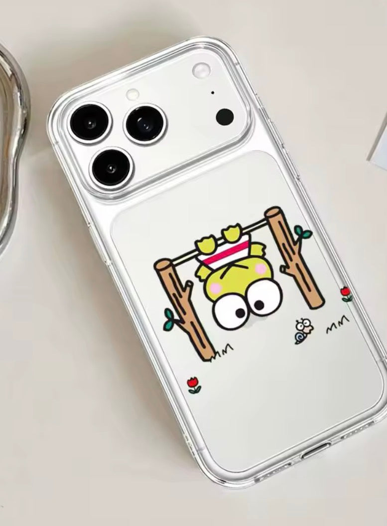 Cartoon Cute Frog K-Keroppi Phone Case For Transparent IPhone 17 Air 11 12 13 14 15 16 17 Pro Max