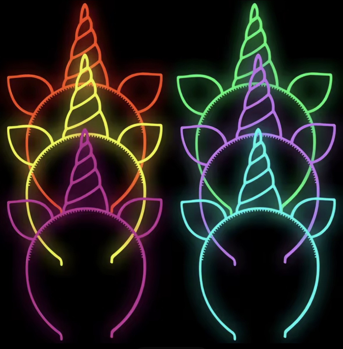 6pcs Noctilucent Unicorn Headbands