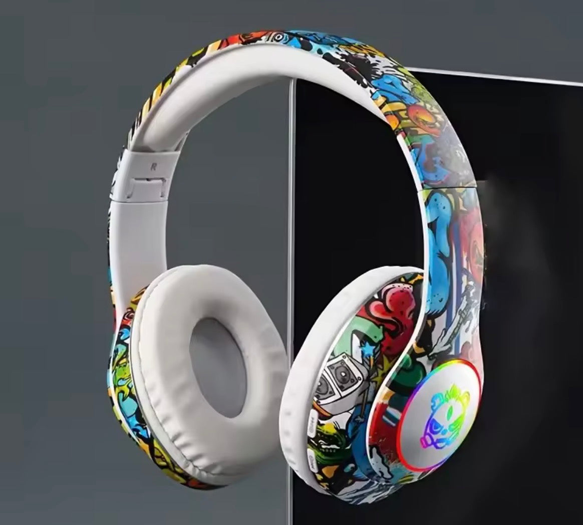 Graffiti Bluetooth Headphones Wireless LED Light