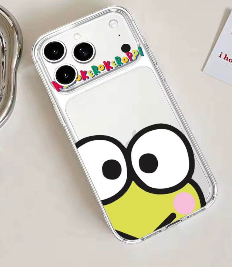 Cartoon Cute Frog K-Keroppi Phone Case For Transparent IPhone 17 Air 11 12 13 14 15 16 17 Pro Max