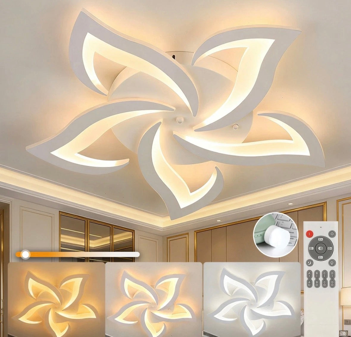Modern Chandelier LED Lamp White Frame Ceiling Light Living Room Pendant Lights