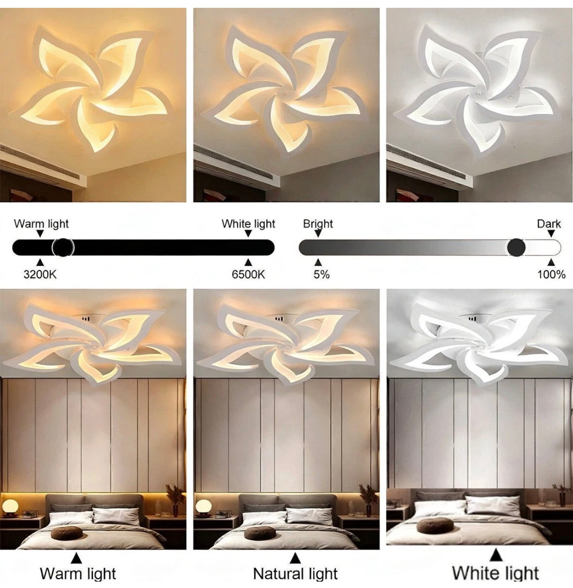 Modern Chandelier LED Lamp White Frame Ceiling Light Living Room Pendant Lights