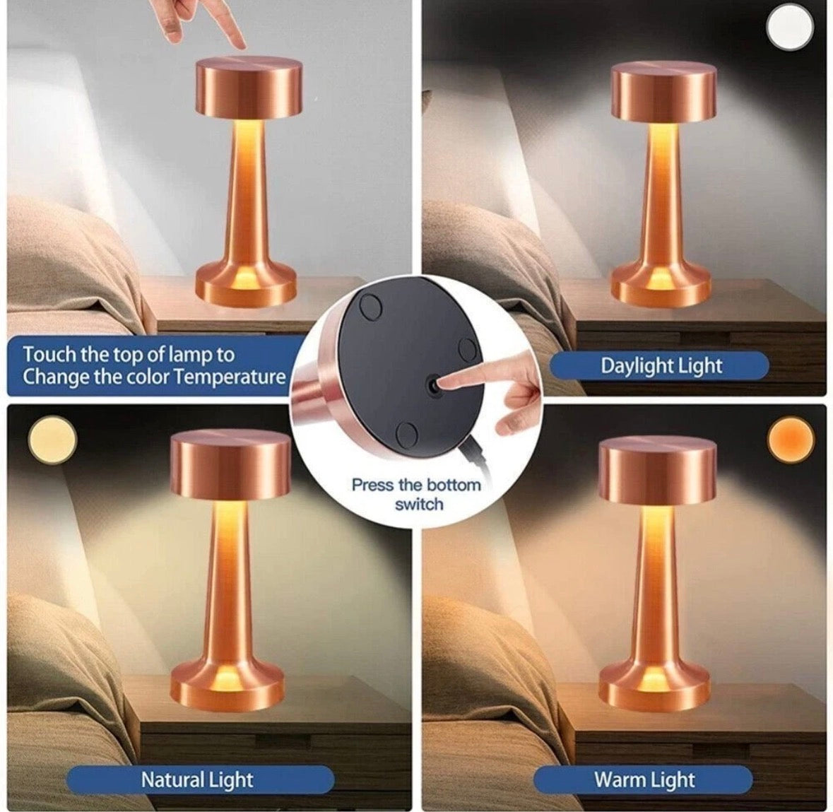 LED Table Lamp USB Rechargeable Lamp Dimmable Bar