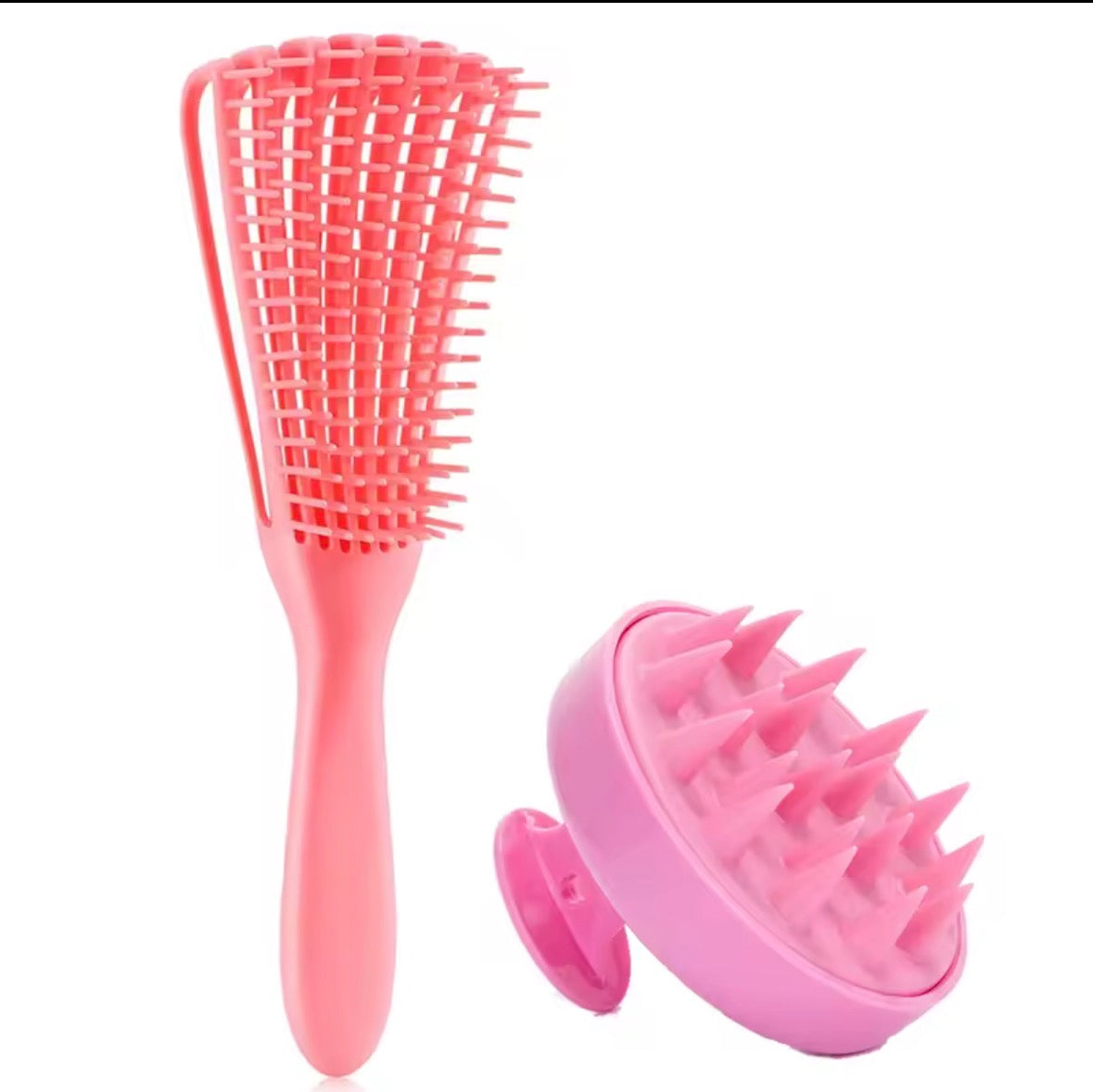 2Pcs/Set Detangling Hair Brush & Silicone Scalp Massager Brush