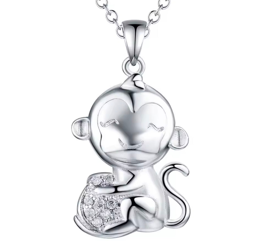 Sterling Silver Monkey Necklace