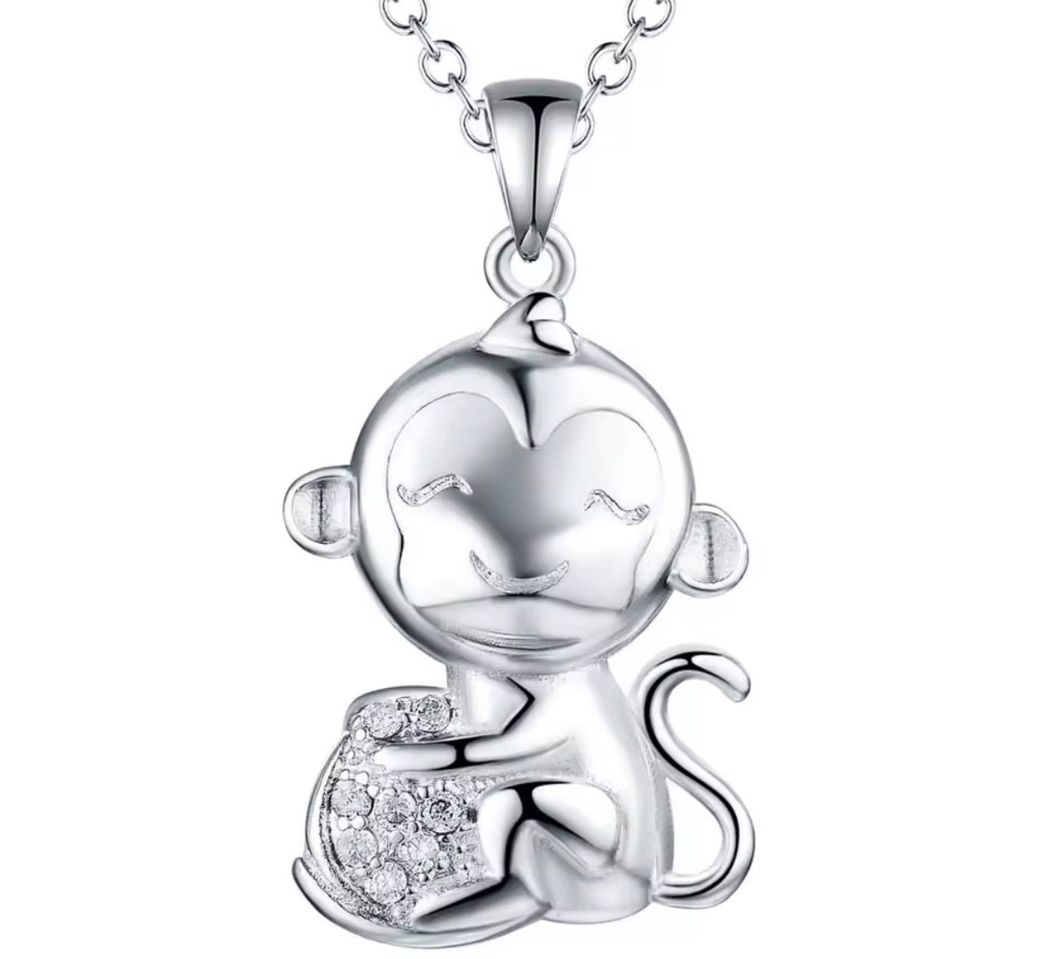 Sterling Silver Monkey Necklace