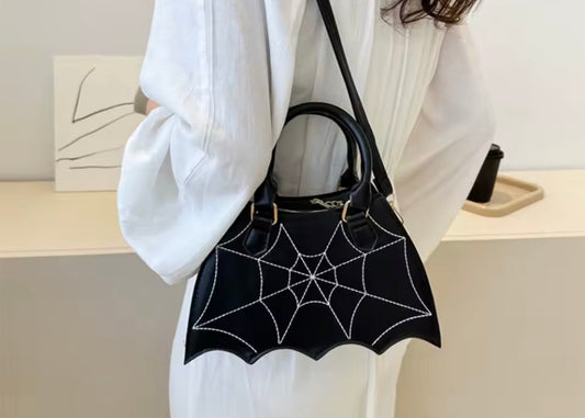 Gothic Style Shoulder Bag cobweb
