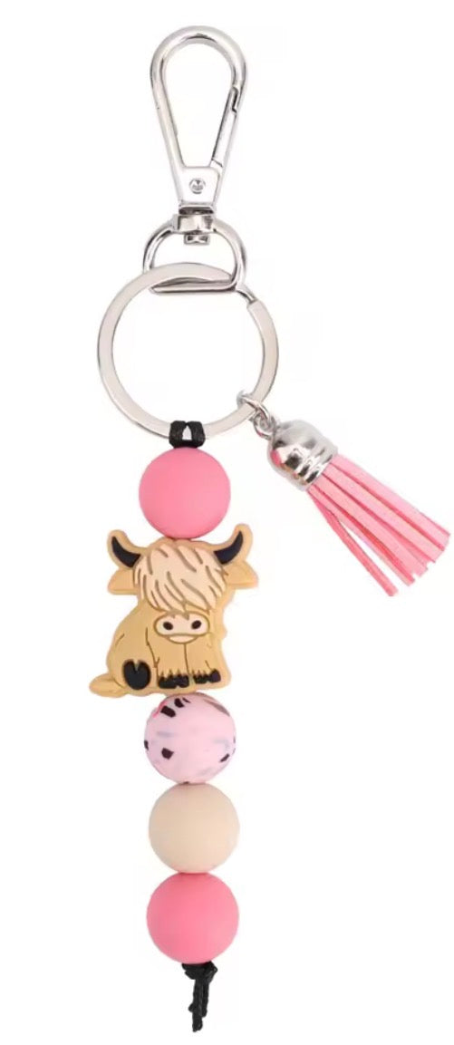 1 PC Highland Cow Silicone Keychain