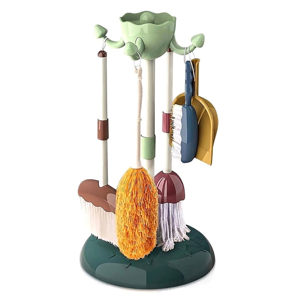 Cleaning Set 6 Pcs Toddler Role Play Household Toy Adjustable Stand