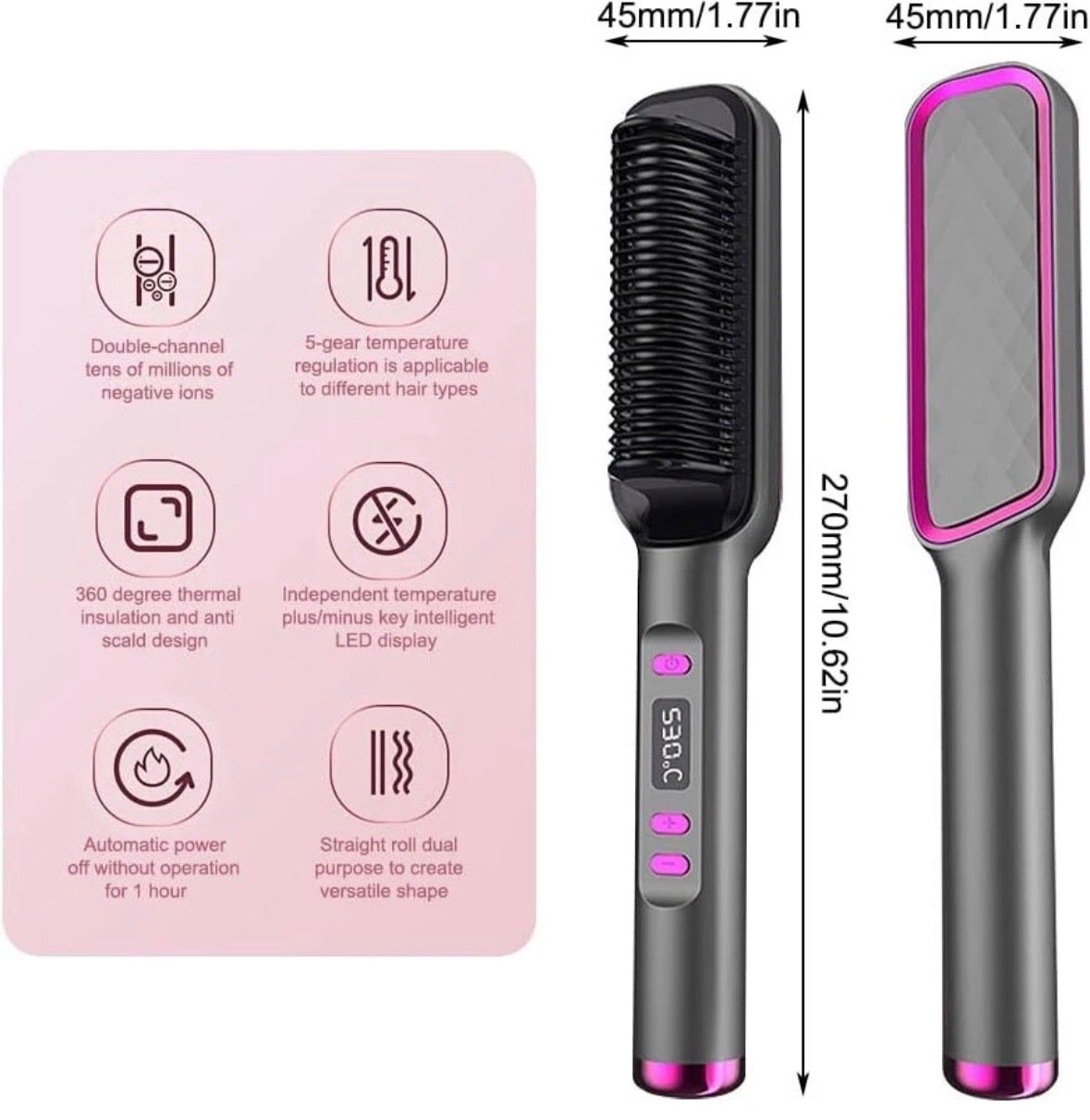 2In1 Negative-ion Hair Straightener Brush