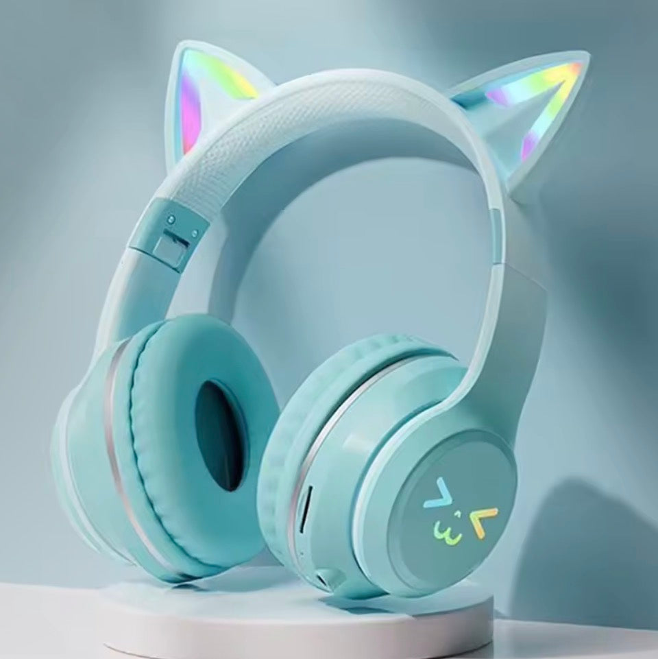 LED Flash Light Bluetooth Headphones Cute Cat Ears