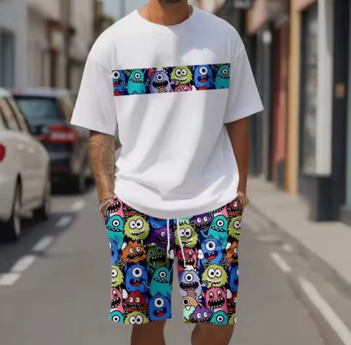 cartoon print summer 2PC Set