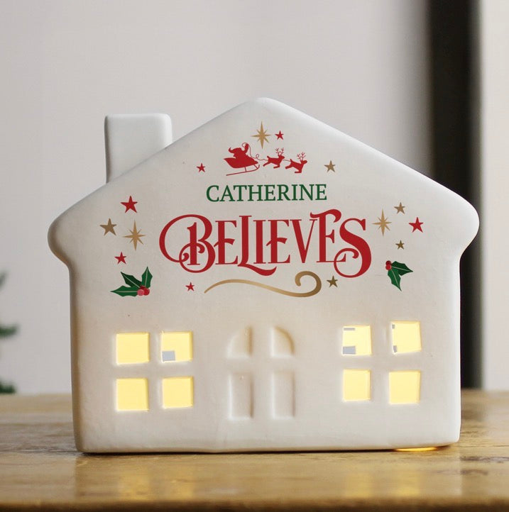 Personalised Believe in Christmas LED House