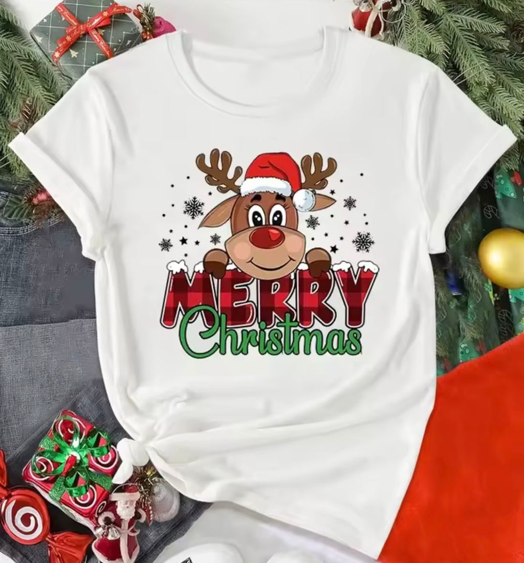 Cute Reindeer Print T-Shirt