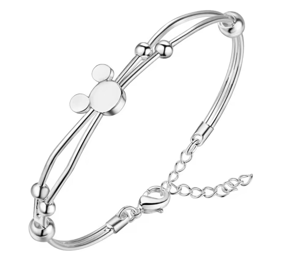 925 Sterling Silver Mouse Chain Bangle