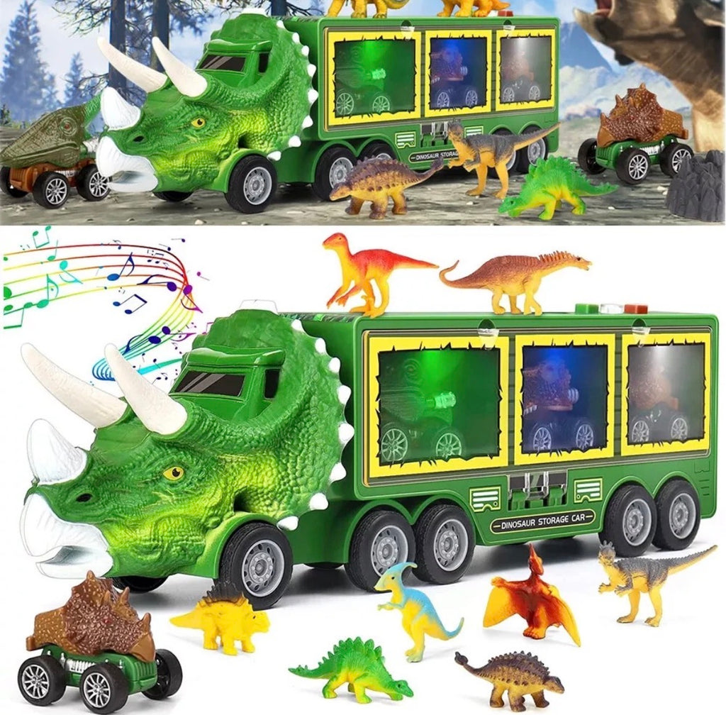 Dinosaur Transporter Truck,Mini Dinosaur Figures with Music Light