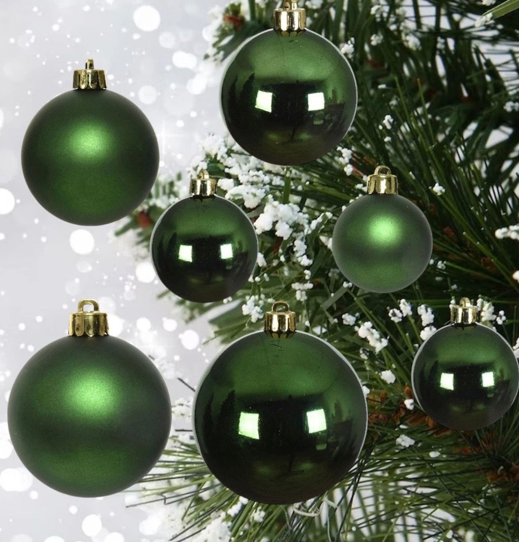 30 Pine Green Christmas Tree Baubles