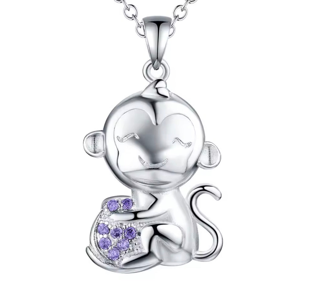 Sterling Silver Monkey Necklace