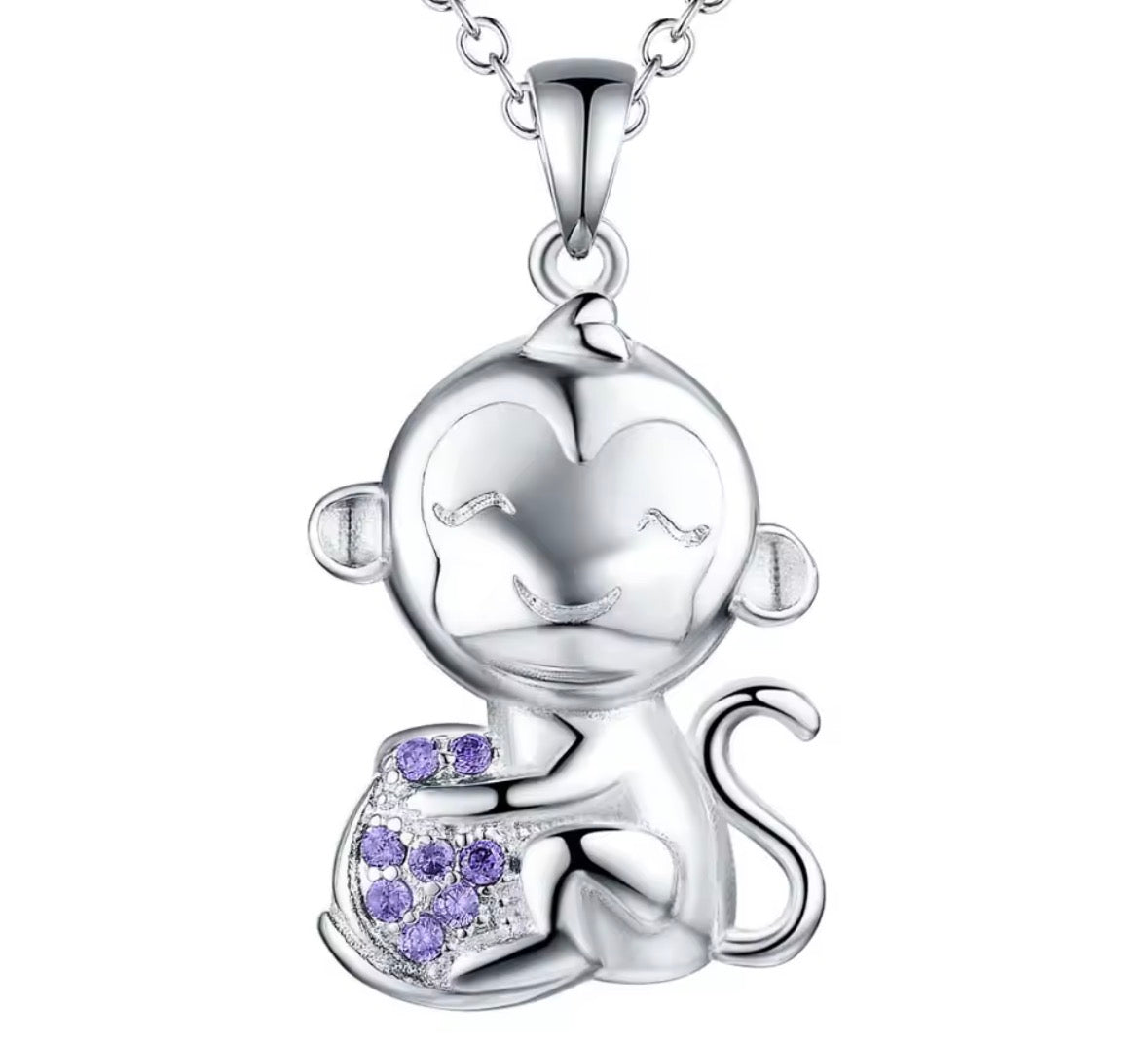 Sterling Silver Monkey Necklace