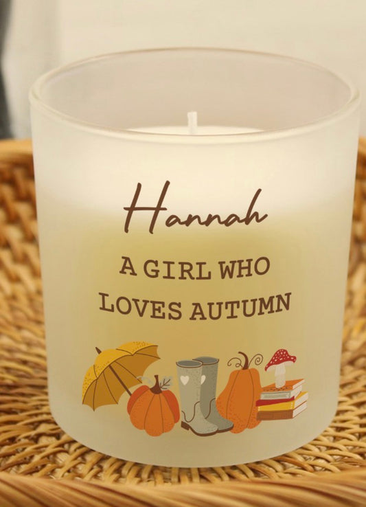 Personalised Pumpkin Frosted Glass Candle