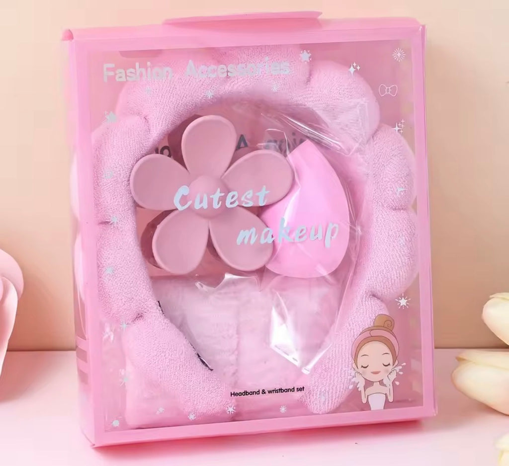 5pcs Soft & Floral Hair & Wrist Bow Set Headbands